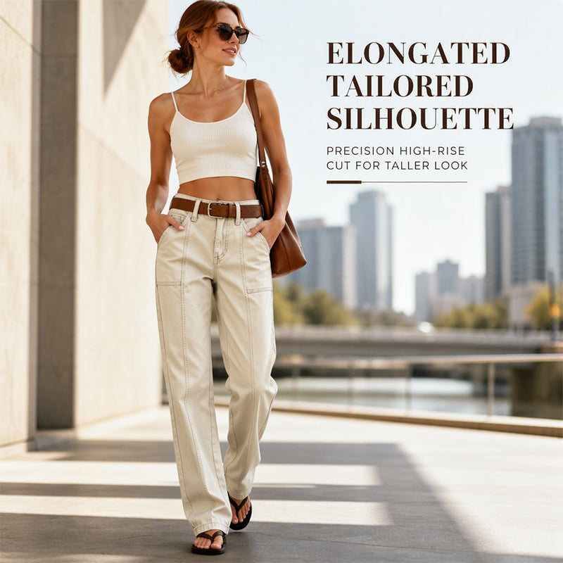 ✨Tailored Comfort | Women's Straight-Leg Utility Trousers with Reinforced Seams