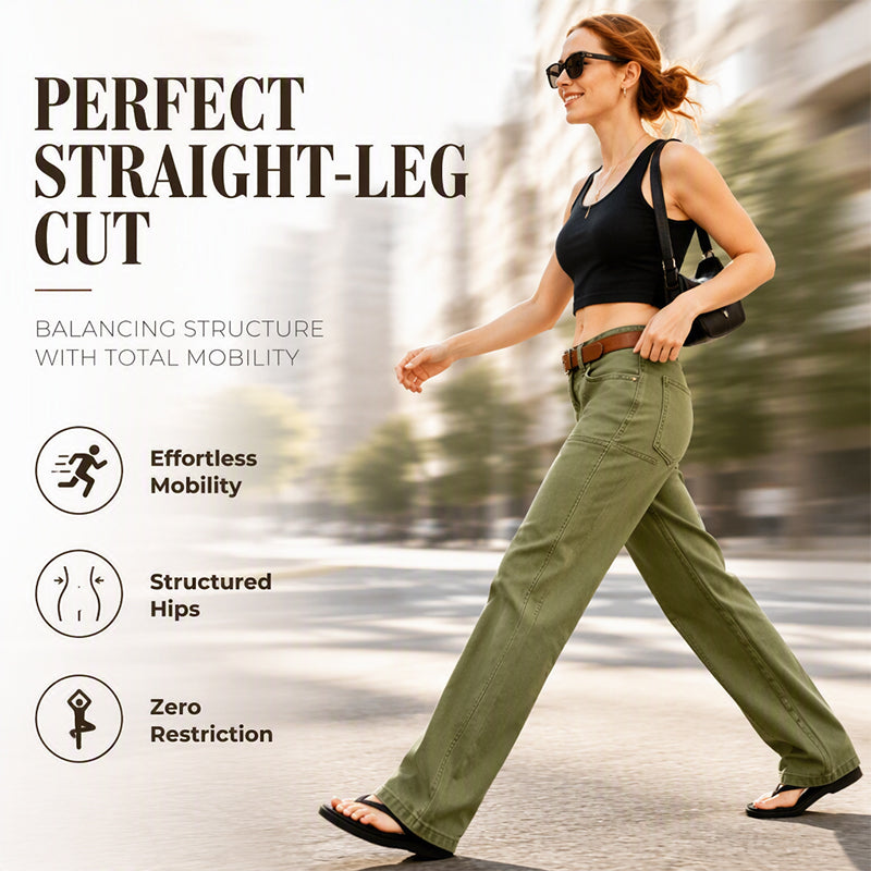 ✨Tailored Comfort | Women's Straight-Leg Utility Trousers with Reinforced Seams