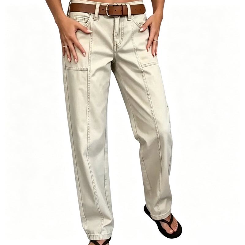 ✨Tailored Comfort | Women's Straight-Leg Utility Trousers with Reinforced Seams