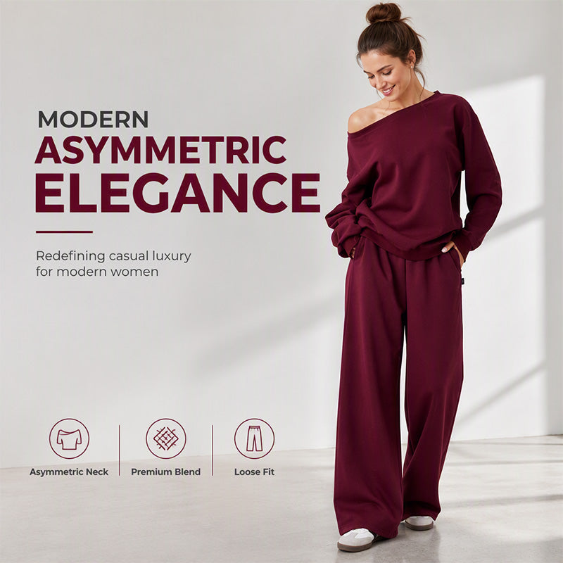 ✈️ Travel-Ready Comfort | Women's Contrast-Piping Sweatshirt & Wide-Leg Pants Set ⚡ Free Shipping