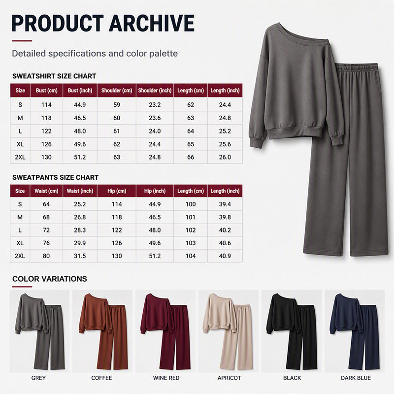 ✈️ Travel-Ready Comfort | Women's Contrast-Piping Sweatshirt & Wide-Leg Pants Set ⚡ Free Shipping