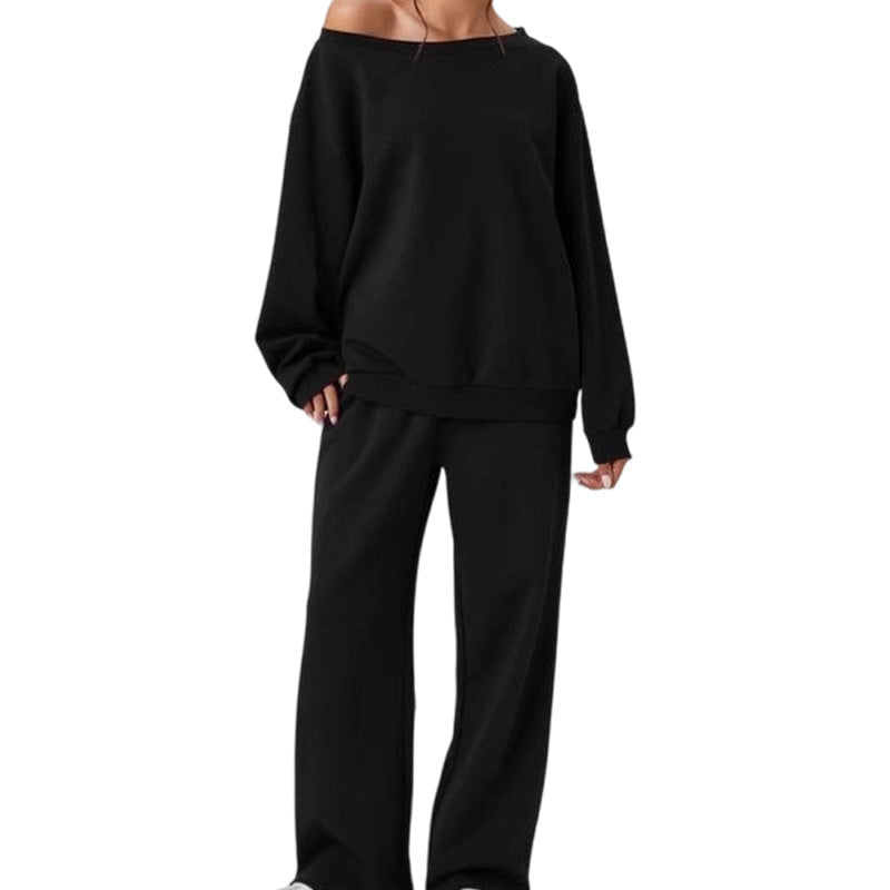 ✈️ Travel-Ready Comfort | Women's Contrast-Piping Sweatshirt & Wide-Leg Pants Set ⚡ Free Shipping