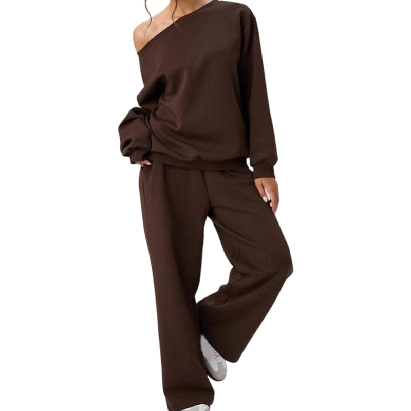 ✈️ Travel-Ready Comfort | Women's Contrast-Piping Sweatshirt & Wide-Leg Pants Set ⚡ Free Shipping
