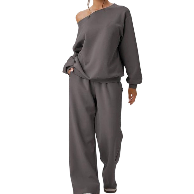 ✈️ Travel-Ready Comfort | Women's Contrast-Piping Sweatshirt & Wide-Leg Pants Set ⚡ Free Shipping