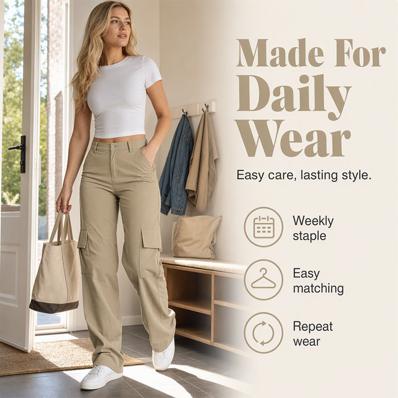 👖 Say Goodbye to Tight, Uncomfortable Pants! ✨ Women's High-Waisted Straight-Leg Cargo Pants – Flattering Waist-Defining Fit, Breathable Comfort & Multiple Utility Pockets for Effortlessly Chic Everyday Style! 💕