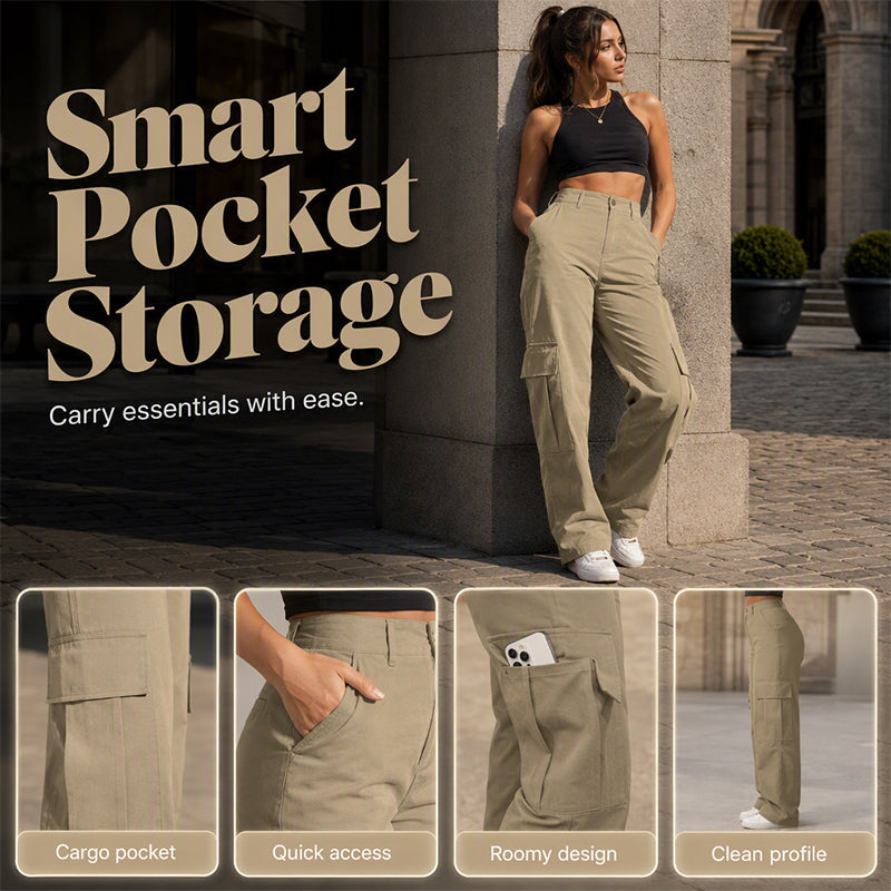 👖 Say Goodbye to Tight, Uncomfortable Pants! ✨ Women's High-Waisted Straight-Leg Cargo Pants – Flattering Waist-Defining Fit, Breathable Comfort & Multiple Utility Pockets for Effortlessly Chic Everyday Style! 💕