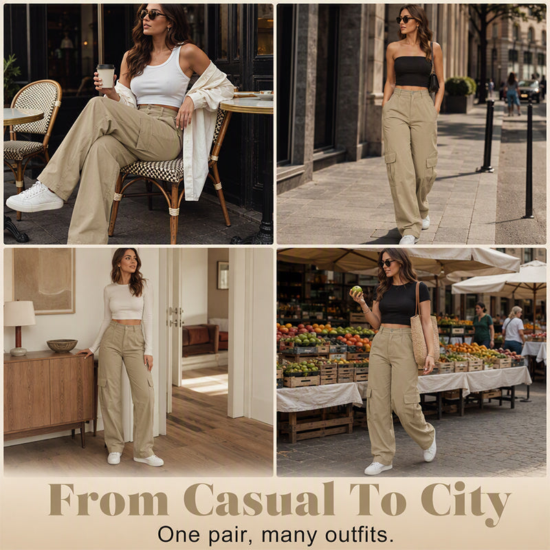 👖 Say Goodbye to Tight, Uncomfortable Pants! ✨ Women's High-Waisted Straight-Leg Cargo Pants – Flattering Waist-Defining Fit, Breathable Comfort & Multiple Utility Pockets for Effortlessly Chic Everyday Style! 💕