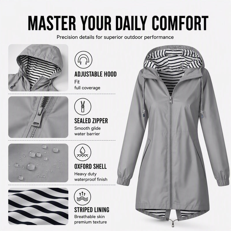 Ready for Changing Weather ☔ Women’s Waterproof Hooded Outdoor Jacket – Lightweight Coverage, Easy Layering & Everyday Comfort