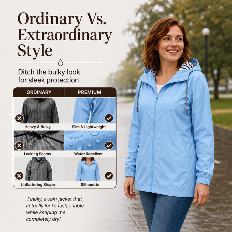 Ready for Changing Weather ☔ Women’s Waterproof Hooded Outdoor Jacket – Lightweight Coverage, Easy Layering & Everyday Comfort