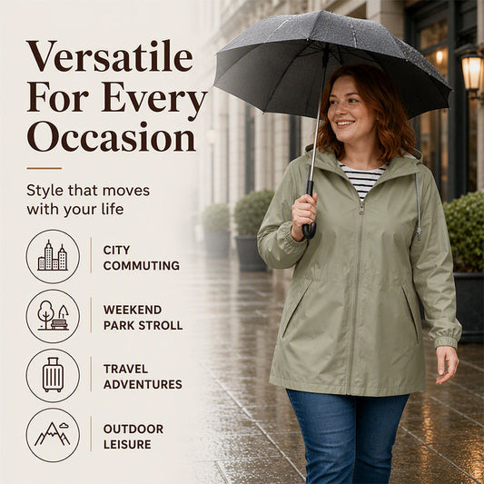 Ready for Changing Weather ☔ Women’s Waterproof Hooded Outdoor Jacket – Lightweight Coverage, Easy Layering & Everyday Comfort
