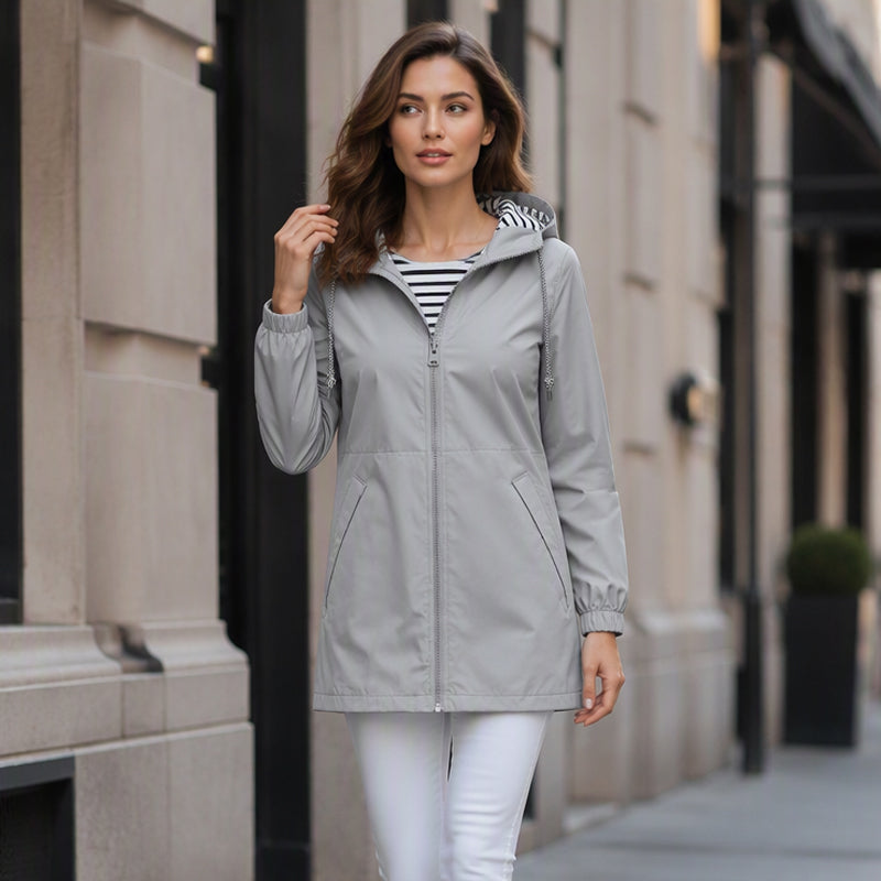 Ready for Changing Weather ☔ Women’s Waterproof Hooded Outdoor Jacket – Lightweight Coverage, Easy Layering & Everyday Comfort
