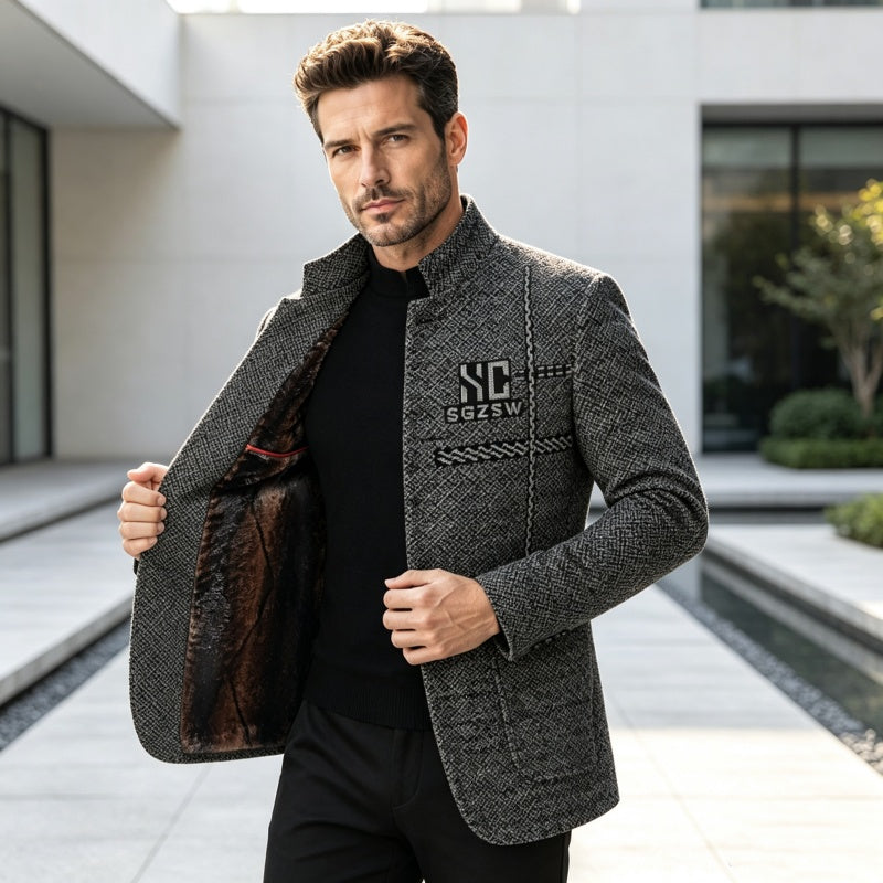 🧥❄️Men's Slim-Fit Mandarin Collar Blazer