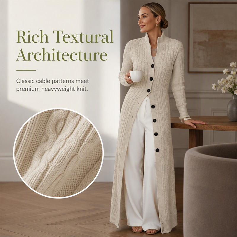 🧶 Long-Line Warmth, Flattering Texture | Women's Cable Knit Duster Cardigan