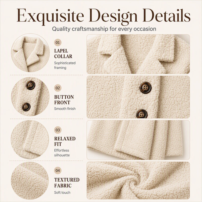 🧥 Tired of Bulky, Boring Winter Coats? ❄️ Women's Cozy Plush-Textured Double-Breasted Coat – Elegant Lapel Collar, Relaxed Fit & Timeless Style for Warm, Beautifully Put-Together Fall & Winter Outfits! 💕