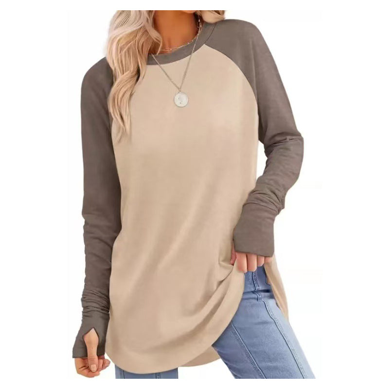 ✨ Women's Soft & Breathable Long Sleeve Tunic – Relaxed Fit, Cozy Crewneck, Handy Thumbholes & Stylish Side Slits for Effortless Everyday Comfort! 🍂