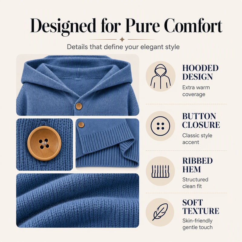 🏷️ Easy Layering | Women's Hooded Relaxed-Fit Knit Cardigan