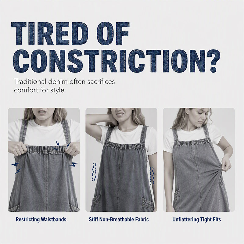 💙 Women's Oversized Denim Pinafore Maxi Dress – Flowy A-Line Silhouette, Adjustable Shoulder Straps, Relaxed Loose Fit & Handy Side Pockets for Effortlessly Chic Everyday Style! ✨
