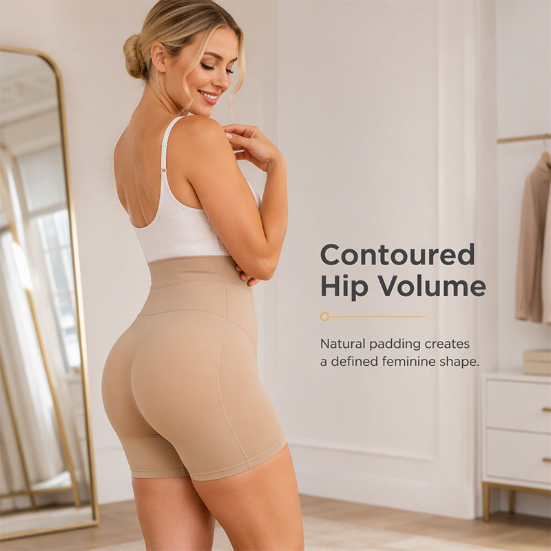 💕 Smooth Your Silhouette & Enhance Your Curves! ✨ Women's High-Waisted Tummy-Control Padded Shapewear Shorts – Seamless Smoothing, Comfortable Waist Support & Fuller-Looking Hips for a Beautifully Shaped Look! 🌸