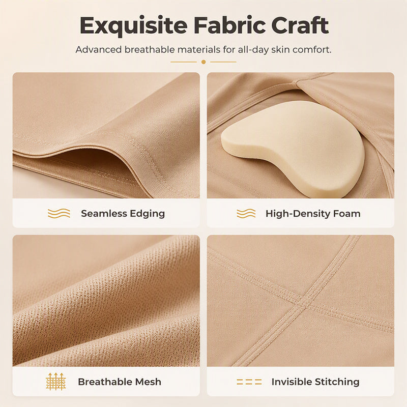 💕 Smooth Your Silhouette & Enhance Your Curves! ✨ Women's High-Waisted Tummy-Control Padded Shapewear Shorts – Seamless Smoothing, Comfortable Waist Support & Fuller-Looking Hips for a Beautifully Shaped Look! 🌸
