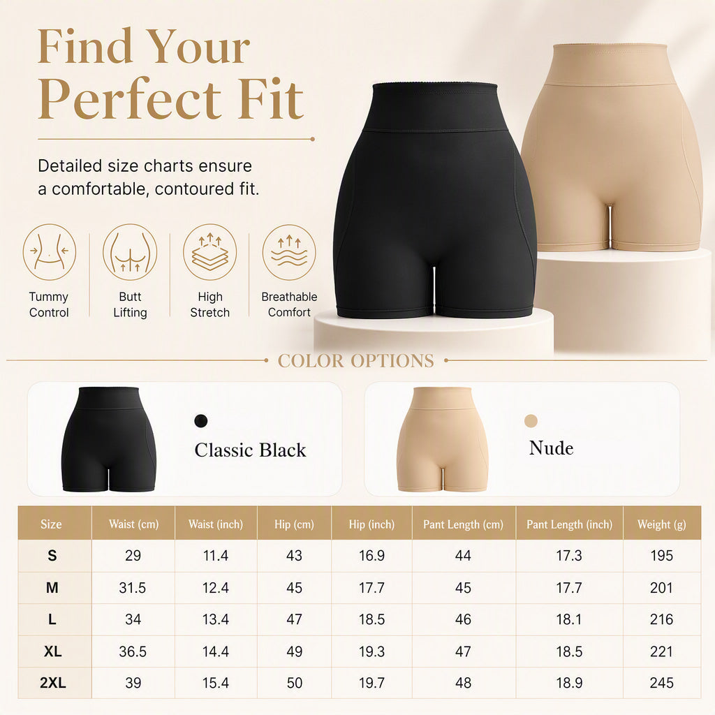 💕 Smooth Your Silhouette & Enhance Your Curves! ✨ Women's High-Waisted Tummy-Control Padded Shapewear Shorts – Seamless Smoothing, Comfortable Waist Support & Fuller-Looking Hips for a Beautifully Shaped Look! 🌸