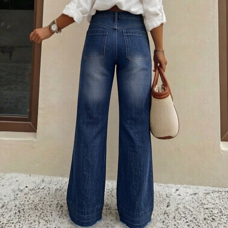 💕 Women's High-Waisted Stretch Wide-Leg Jeans – Flattering Straight-Leg Silhouette, Stylish Front Pockets & Relaxed Denim Comfort for Effortlessly Chic Everyday Outfits! ✨