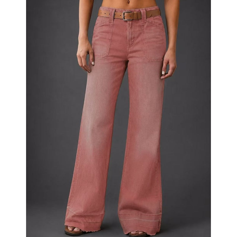 💕 Women's High-Waisted Stretch Wide-Leg Jeans – Flattering Straight-Leg Silhouette, Stylish Front Pockets & Relaxed Denim Comfort for Effortlessly Chic Everyday Outfits! ✨