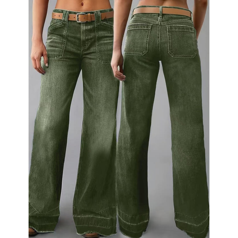 💕 Women's High-Waisted Stretch Wide-Leg Jeans – Flattering Straight-Leg Silhouette, Stylish Front Pockets & Relaxed Denim Comfort for Effortlessly Chic Everyday Outfits! ✨