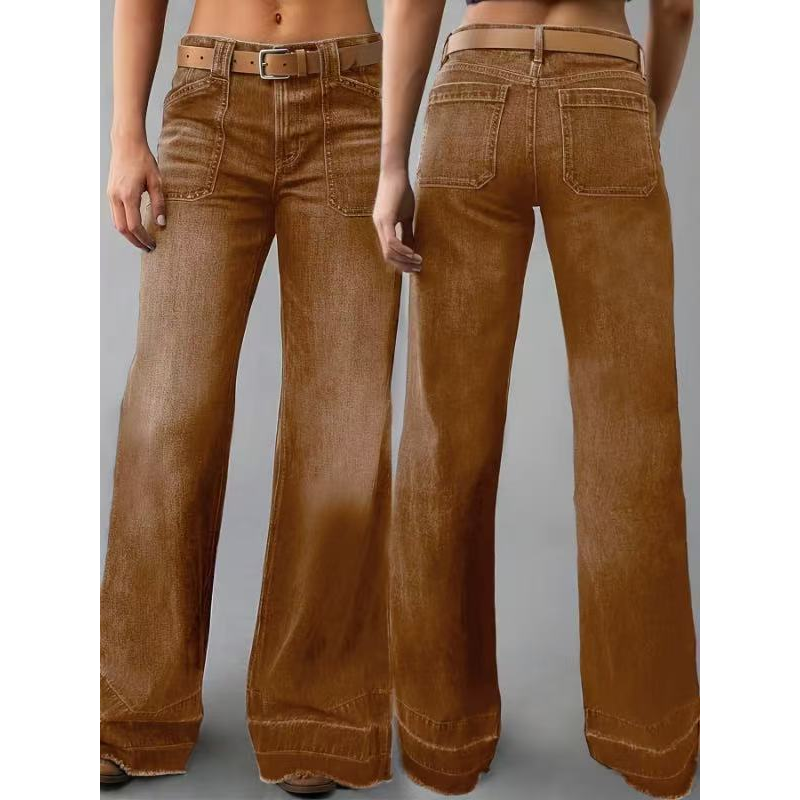 💕 Women's High-Waisted Stretch Wide-Leg Jeans – Flattering Straight-Leg Silhouette, Stylish Front Pockets & Relaxed Denim Comfort for Effortlessly Chic Everyday Outfits! ✨