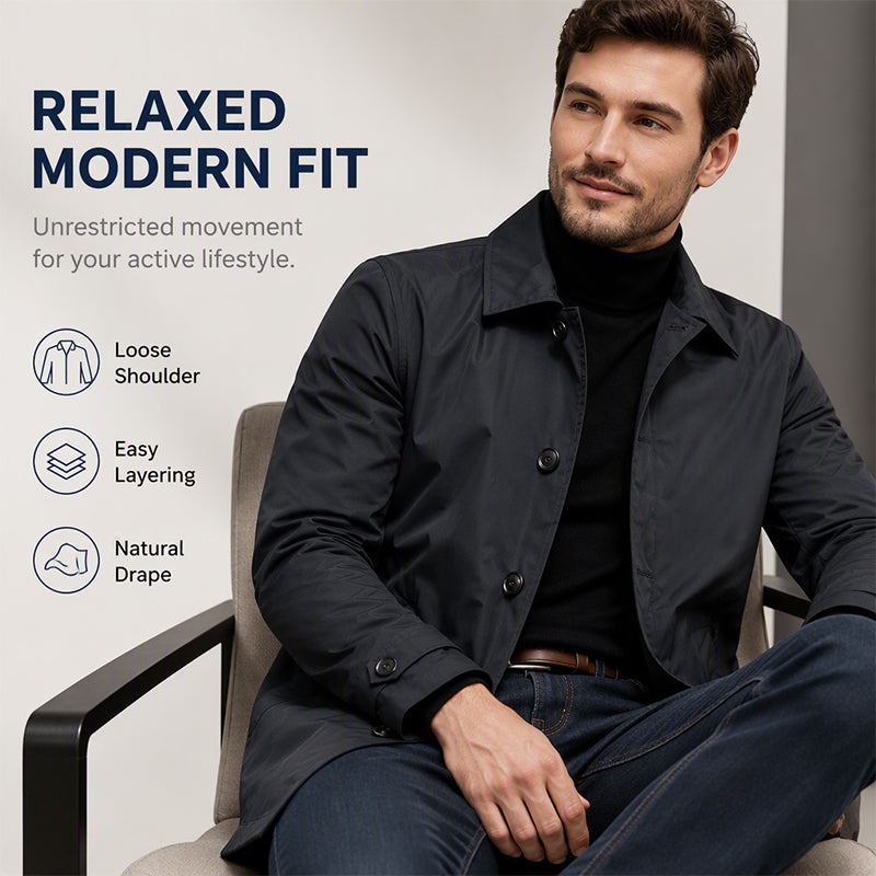 🖤Black Friday Sale:50% OFF🖤🌧️ More Coverage, Sharper Style | Men's Waterproof Mid-Length Trench Coat