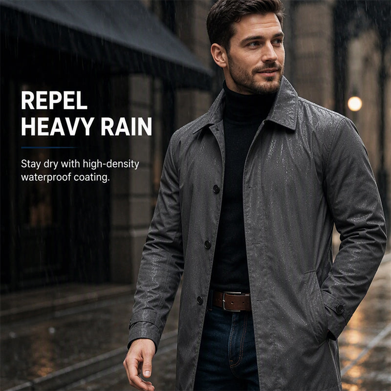 🖤Black Friday Sale:50% OFF🖤🌧️ More Coverage, Sharper Style | Men's Waterproof Mid-Length Trench Coat