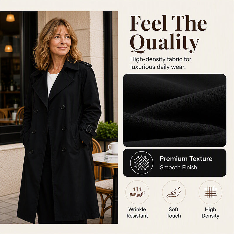 Women's Double Breasted Long Trench Coat