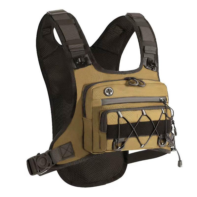 Men’s Hydration Ready Cycling Chest Vest Pack, Ergonomic Tactical Chest Bag, Zero Bounce Adjustable Outdoor Vest For Cycling, Hiking & Trail Running