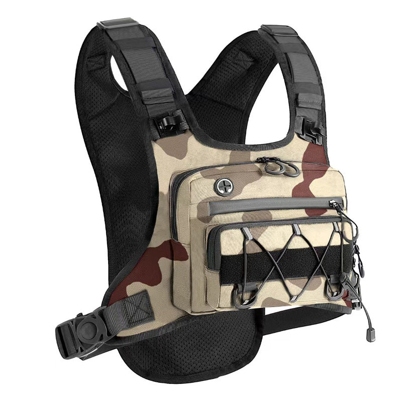 Men’s Hydration Ready Cycling Chest Vest Pack, Ergonomic Tactical Chest Bag, Zero Bounce Adjustable Outdoor Vest For Cycling, Hiking & Trail Running