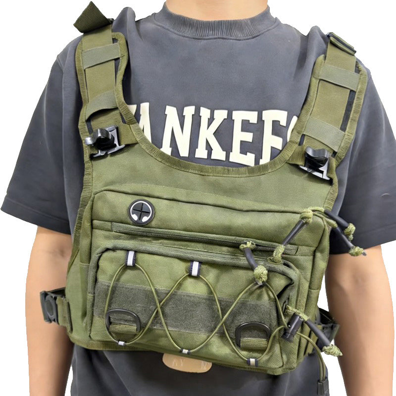 Men’s Hydration Ready Cycling Chest Vest Pack, Ergonomic Tactical Chest Bag, Zero Bounce Adjustable Outdoor Vest For Cycling, Hiking & Trail Running
