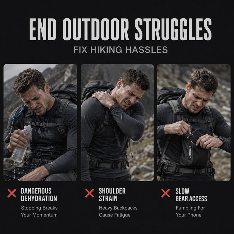 Men’s Hydration Ready Cycling Chest Vest Pack, Ergonomic Tactical Chest Bag, Zero Bounce Adjustable Outdoor Vest For Cycling, Hiking & Trail Running