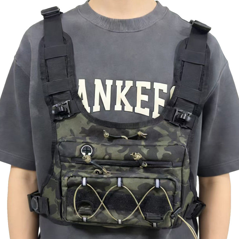 Men’s Hydration Ready Cycling Chest Vest Pack, Ergonomic Tactical Chest Bag, Zero Bounce Adjustable Outdoor Vest For Cycling, Hiking & Trail Running