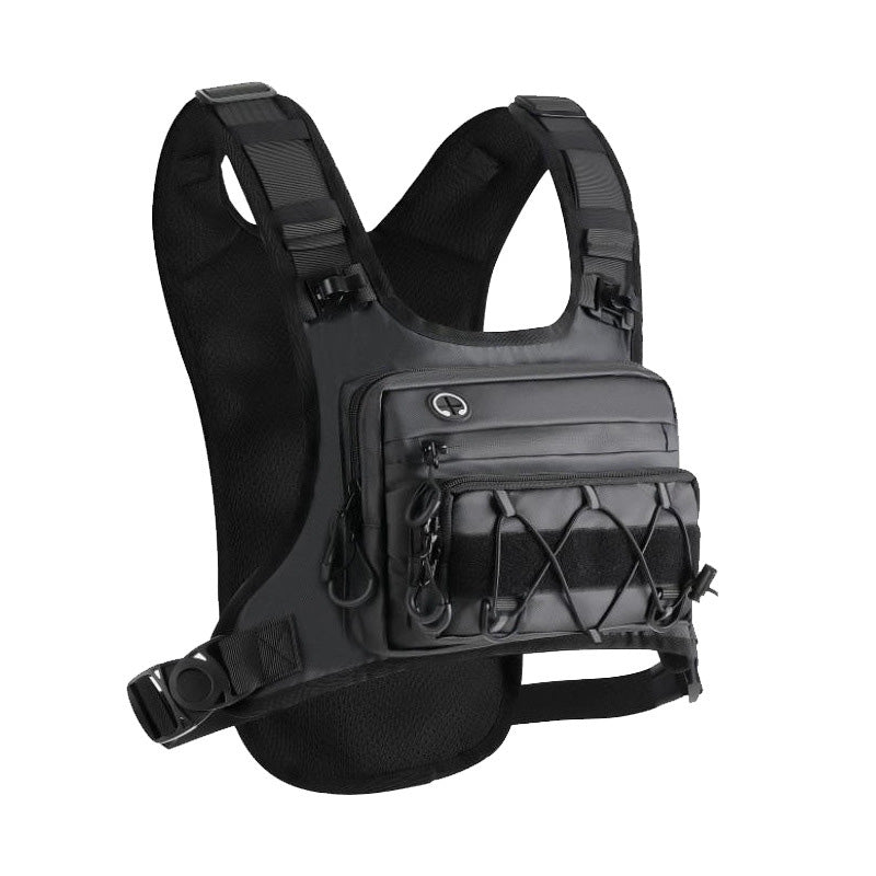 Men’s Hydration Ready Cycling Chest Vest Pack, Ergonomic Tactical Chest Bag, Zero Bounce Adjustable Outdoor Vest For Cycling, Hiking & Trail Running