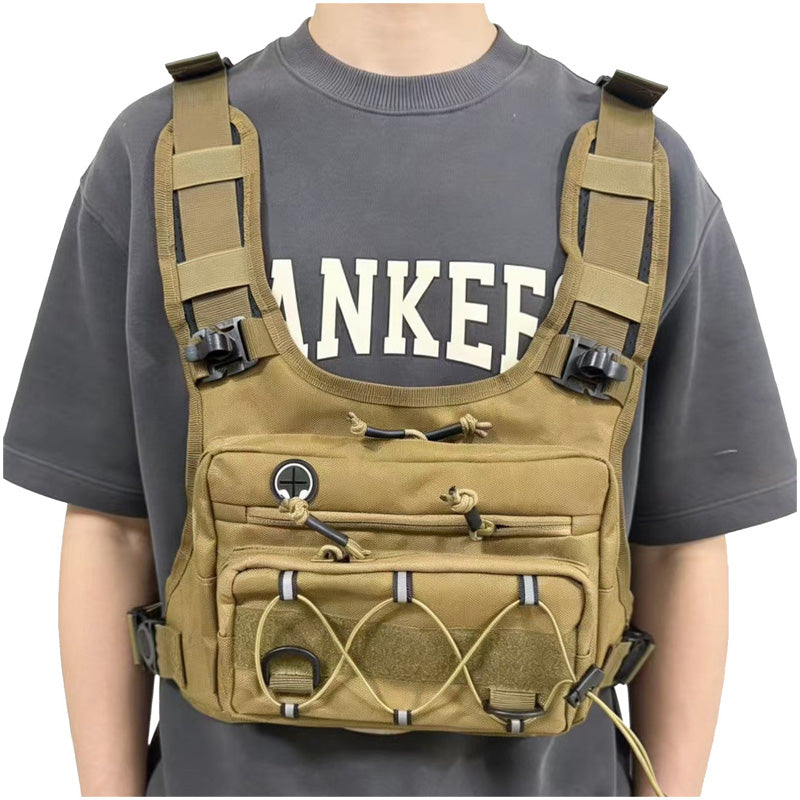 Men’s Hydration Ready Cycling Chest Vest Pack, Ergonomic Tactical Chest Bag, Zero Bounce Adjustable Outdoor Vest For Cycling, Hiking & Trail Running