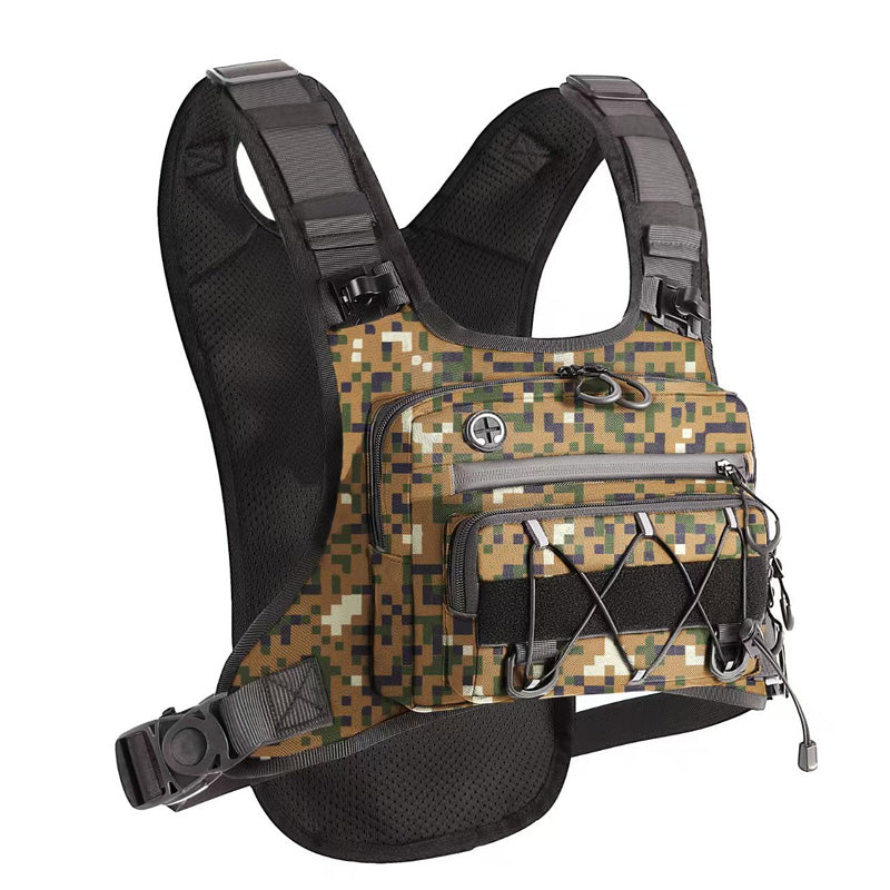 Men’s Hydration Ready Cycling Chest Vest Pack, Ergonomic Tactical Chest Bag, Zero Bounce Adjustable Outdoor Vest For Cycling, Hiking & Trail Running