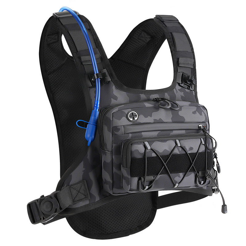 Men’s Hydration Ready Cycling Chest Vest Pack, Ergonomic Tactical Chest Bag, Zero Bounce Adjustable Outdoor Vest For Cycling, Hiking & Trail Running