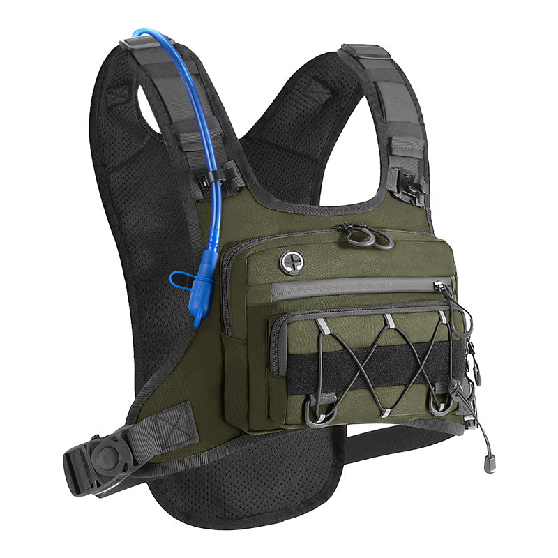 Men’s Hydration Ready Cycling Chest Vest Pack, Ergonomic Tactical Chest Bag, Zero Bounce Adjustable Outdoor Vest For Cycling, Hiking & Trail Running