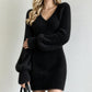 Women's V-Neck Fuzzy Knit Mini Dress