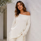✨ Off-Shoulder Detail, Flattering Split Hem | Women's Relaxed Long-Sleeve Top