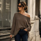 ✨ Off-Shoulder Detail, Flattering Split Hem | Women's Relaxed Long-Sleeve Top