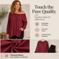 ✨ Off-Shoulder Detail, Flattering Split Hem | Women's Relaxed Long-Sleeve Top
