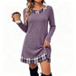 Women's Casual Plaid Patchwork Knit Dress