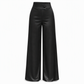 Elevate Your Style with Every Step — Women's Elegant Satin High-Waisted Wide-Leg Pants with a Chic Asymmetrical Waist, Beautiful Draped Silhouette & Sophisticated Everyday-to-Evening Appea