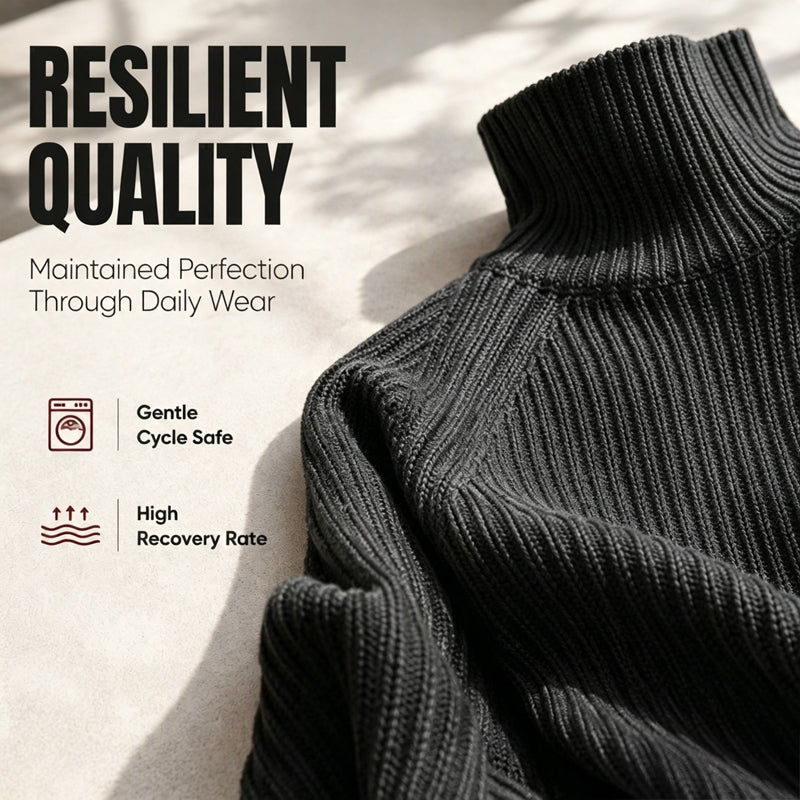 🧶 Relaxed Shape, Polished Look | Women's Turtleneck Knit Sweater Dress