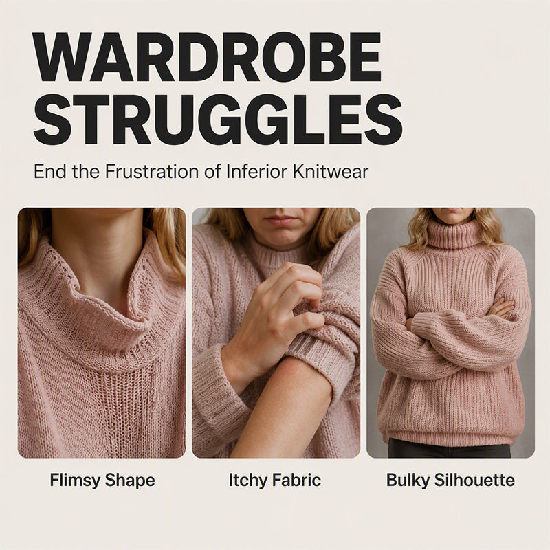 🧶 Relaxed Shape, Polished Look | Women's Turtleneck Knit Sweater Dress