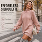 🧶 Relaxed Shape, Polished Look | Women's Turtleneck Knit Sweater Dress